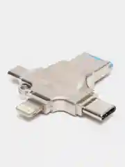 Переходник адаптер OTG 3.0 на Айфон iPhone, Lightning + MicroUSB + Type-C + MicroSD + USB