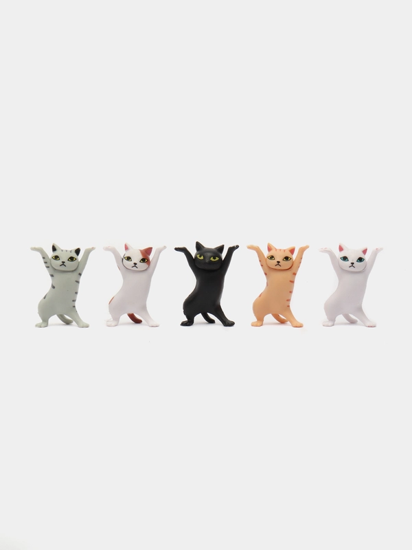 Фигурки-подставки танцующие кошки (комплект 5 разных окрасов)