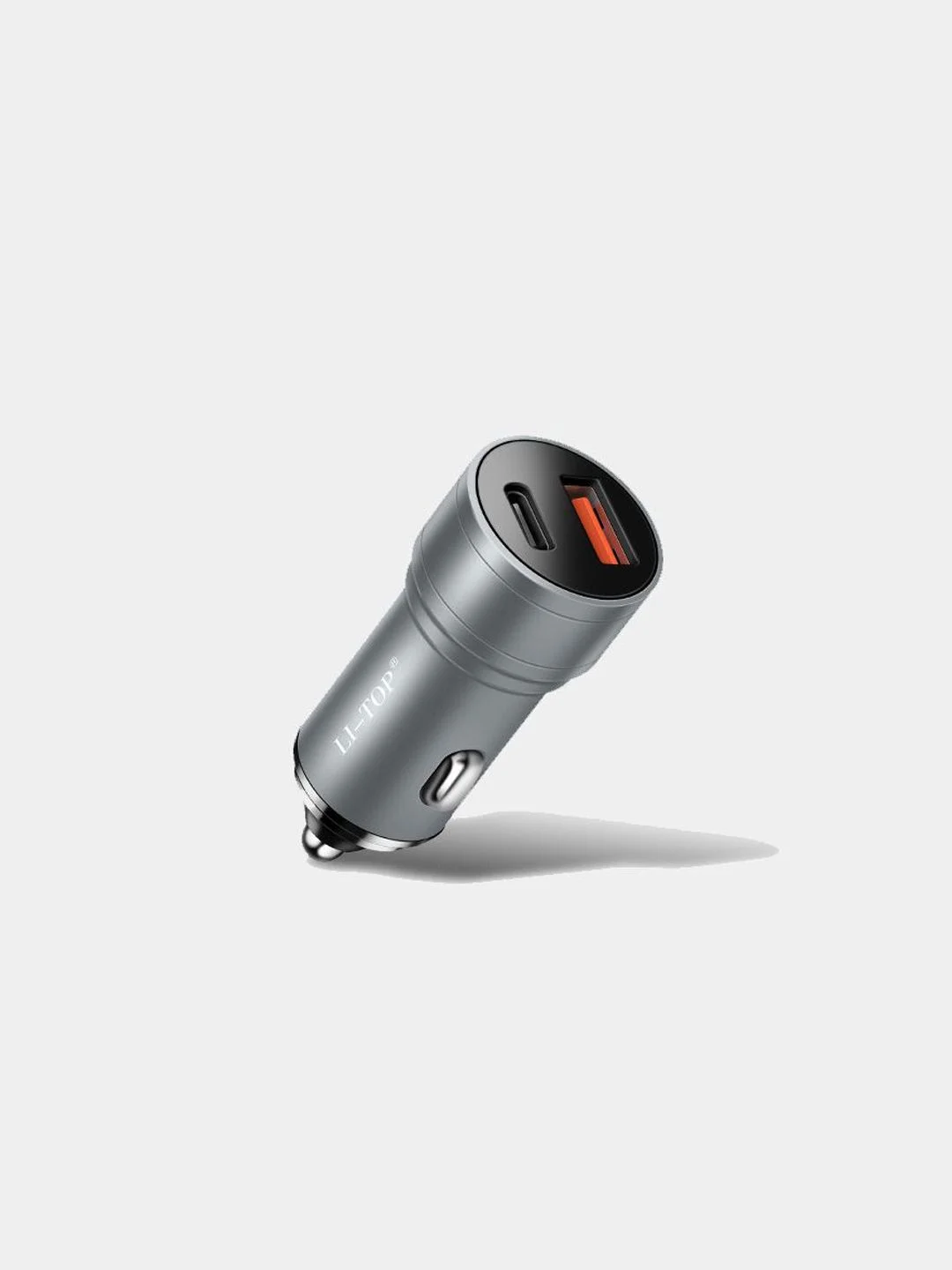 Серый автомобильная  зарядка в прикуриватель для телефона, с разъемами USB и Type C