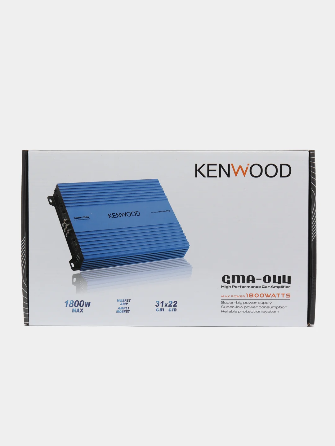 Синий автомобильный усилитель Kenwood, 4 канала