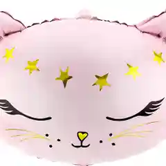 Воздушный шар Голова, Волшебный котенок, розовый, чёрный, белый
