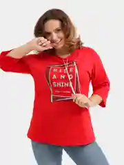 Красный футболка женская с длинным рукавом, 100% хлопок, большие размеры