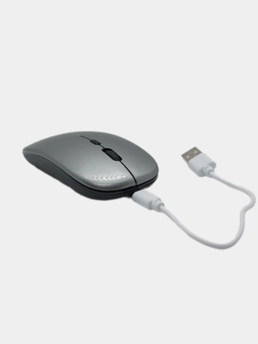 Серый мышь беспроводная бесшумная с USB приемником. Мышка компьютерная, оптическая. Bluetooth