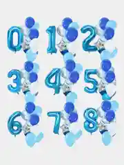 Синий набор воздушных шаров с цифрой 1 2 3 4 5 6 7 8 9