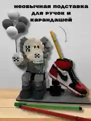 Красный 3d конструктор блочный космонавт, ночник светодиодный
