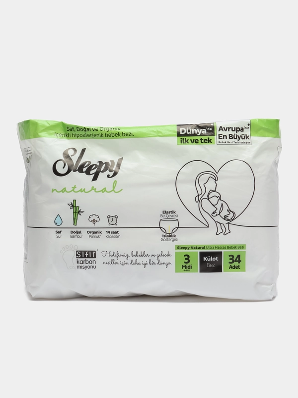 Подгузники детские Sleepy Natural размер № 3, 4-9 кг, 34 штуки