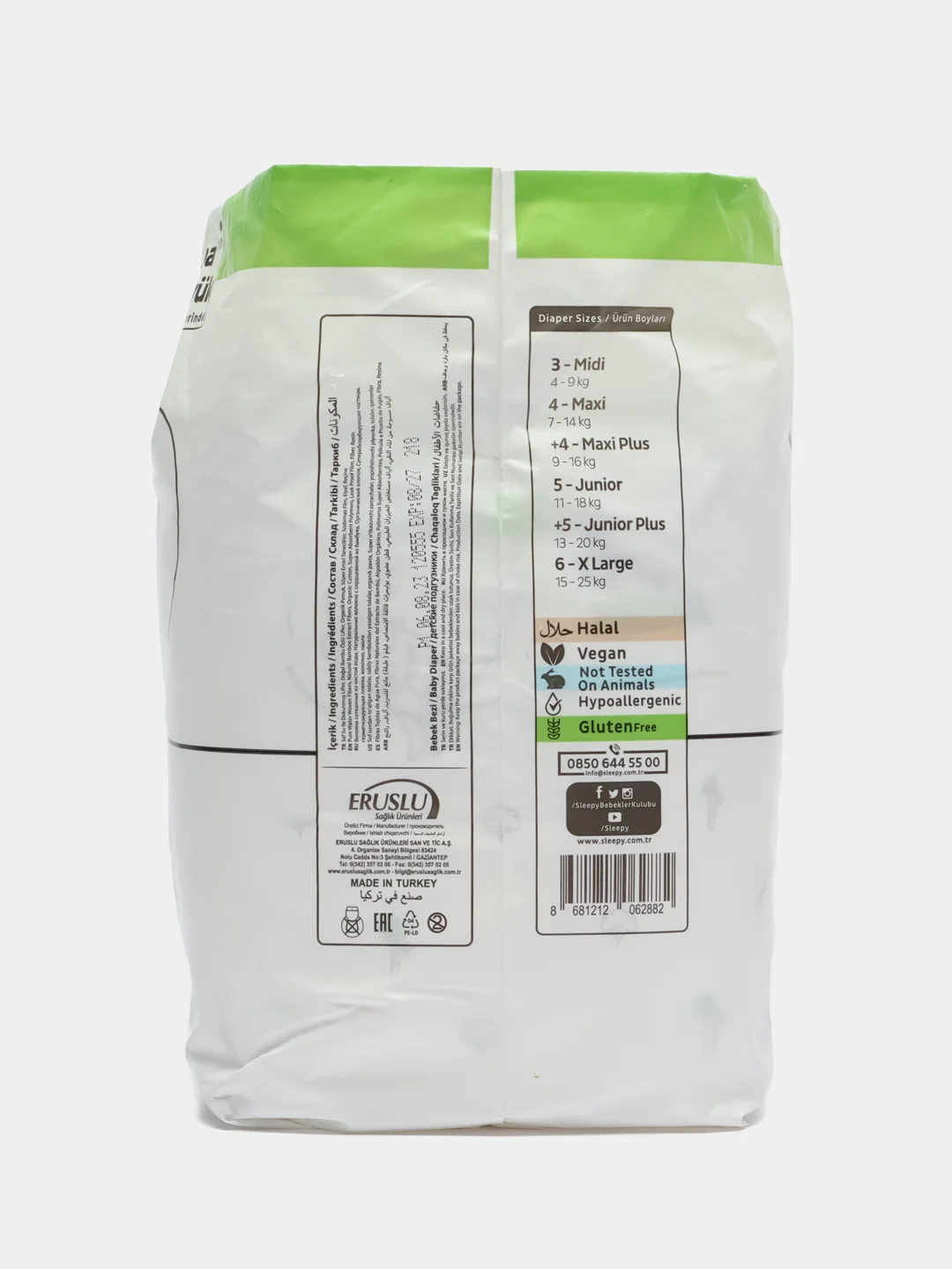 Подгузники детские Sleepy Natural размер № 3, 4-9 кг, 34 штуки