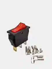 Красный выключатель клавишный 250В 15А (3с) ON-OFF УЗКИЙ с подсветкой KCD3 (+ клеммы и термоусадка