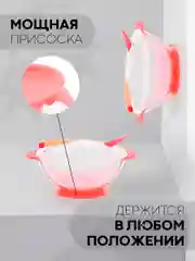 Желтый детская пластиковая тарелка КАРТОФАН безопасная на присоске с ложкой и крышкой для малышей