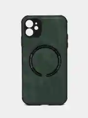 Зеленый чехол на iPhone 11, 12, 12 Pro, кожаный, с функцией беспроводной зарядки