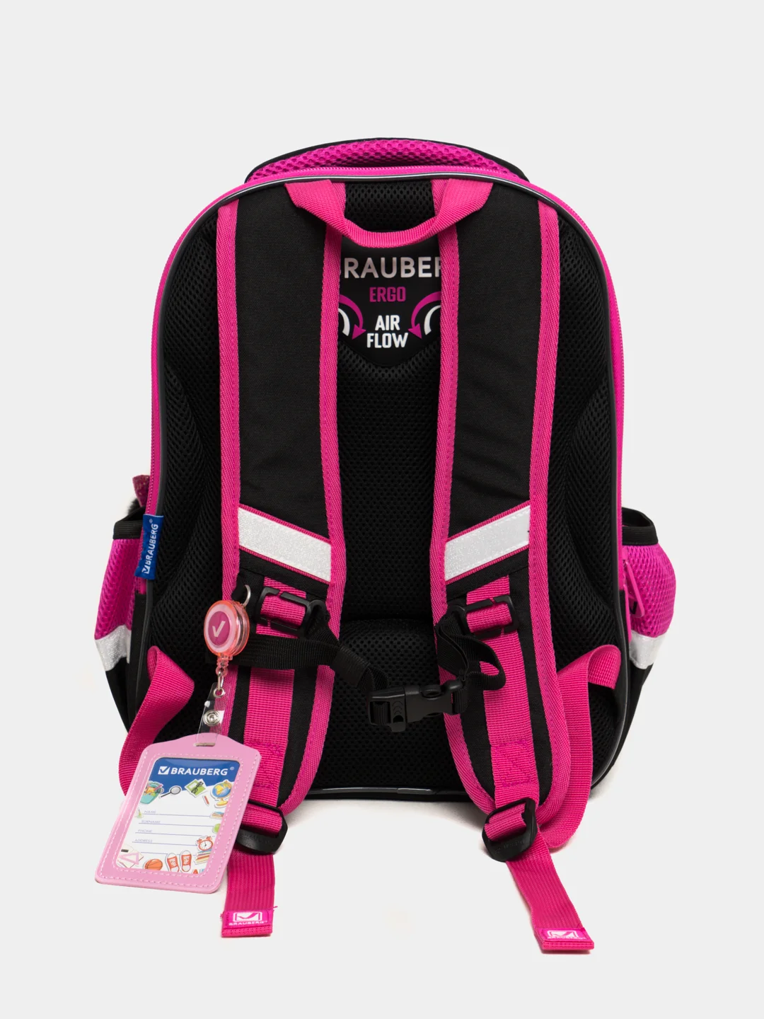 Рюкзак школьный для девочки Brauberg Quadro, 3 отделения, с брелоком, Black cat, 271358