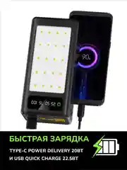Черный внешний аккумулятор повербанк 50000 mAh для телефона