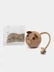 Игрушка для кошек, мышка-колобок погремушка из джута