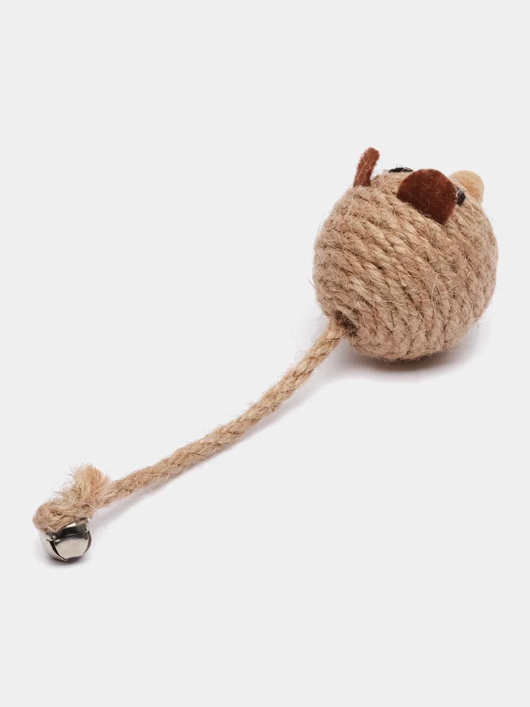 Игрушка для кошек, мышка-колобок погремушка из джута