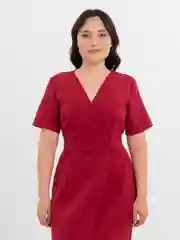 Платье миди бордо имитация запаха