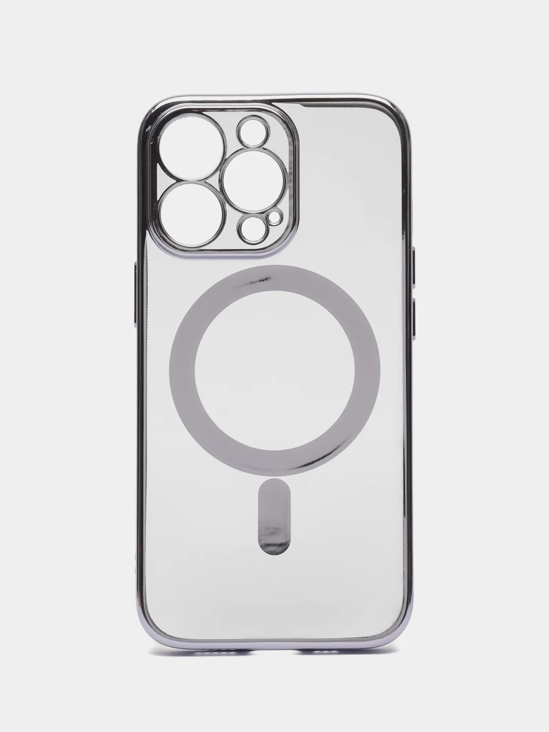 Фиолетовый чехол для IPhone 13 Pro силиконовый с Mag Safe и цветной окантовкой