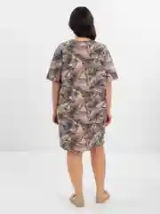 Бежевый меланж платье-футболка Oversize, короткая туника, большие размеры 42-60
