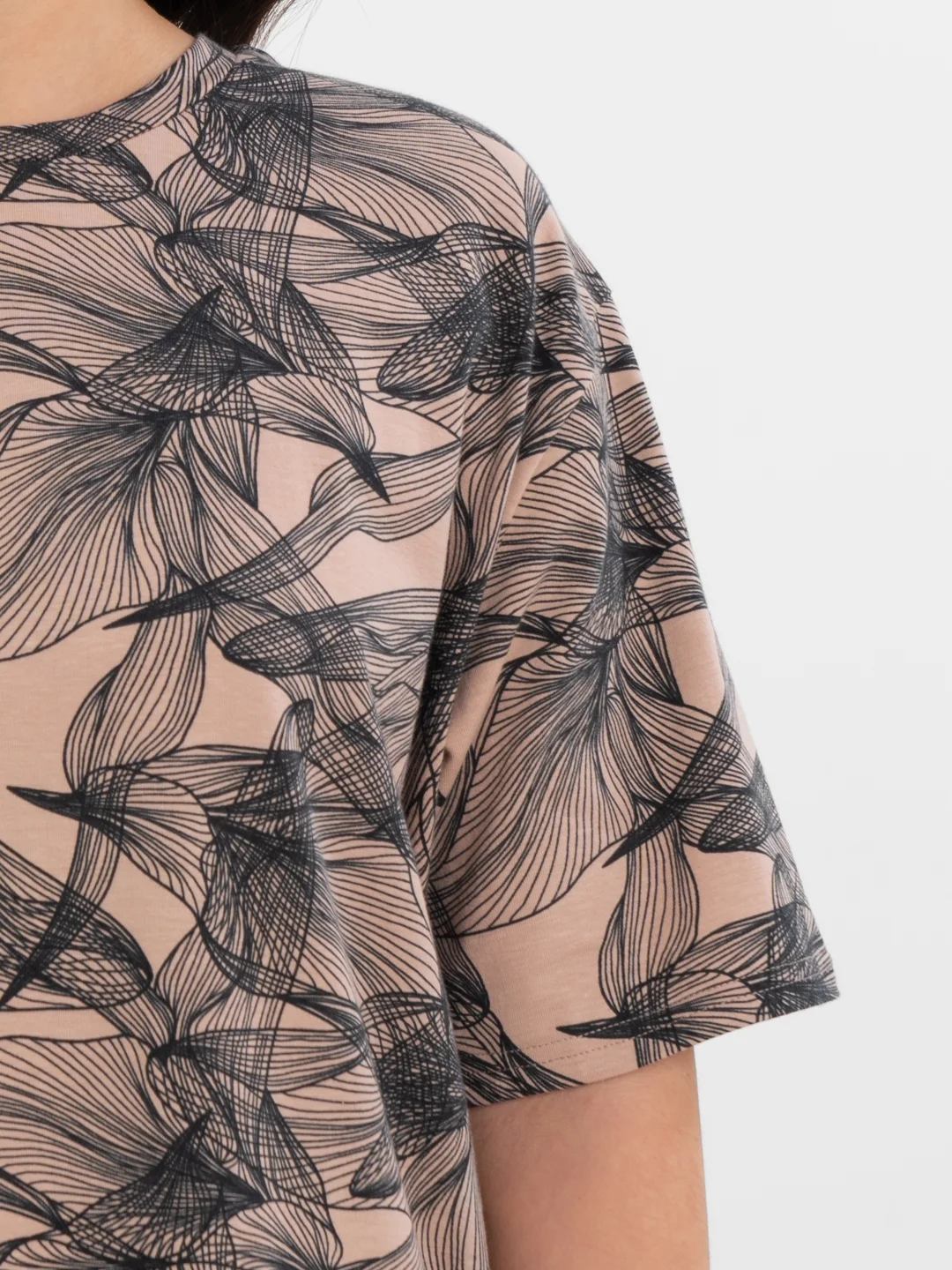 Бежевый меланж платье-футболка Oversize, короткая туника, большие размеры 42-60
