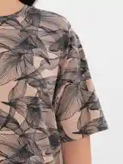 Бежевый меланж платье-футболка Oversize, короткая туника, большие размеры 42-60