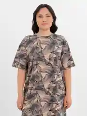 Бежевый меланж платье-футболка Oversize, короткая туника, большие размеры 42-60