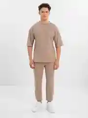 Бежевый меланж мужской спортивный костюм