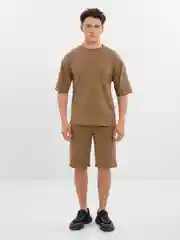 Горчичный костюм мужской футболка шорты