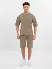 Зелёный хаки костюм мужской футболка шорты