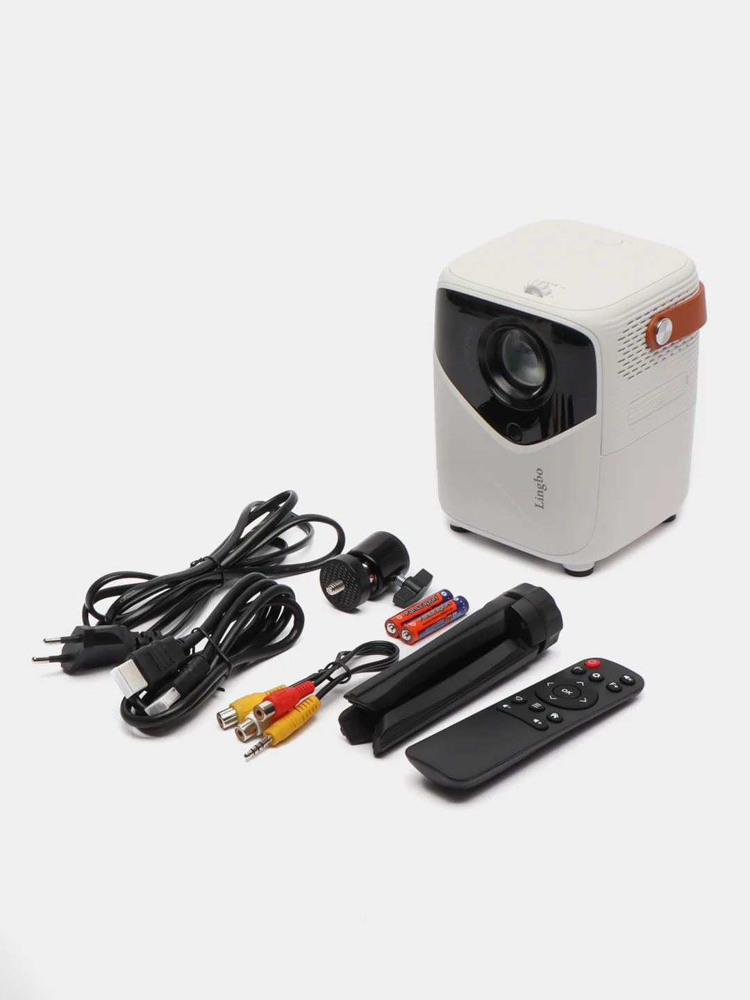 Белый проектор Lingbo T8, Android, Wi-Fi, HDMI, USB, Bluetooth, со штативом, домашний кинотеатр