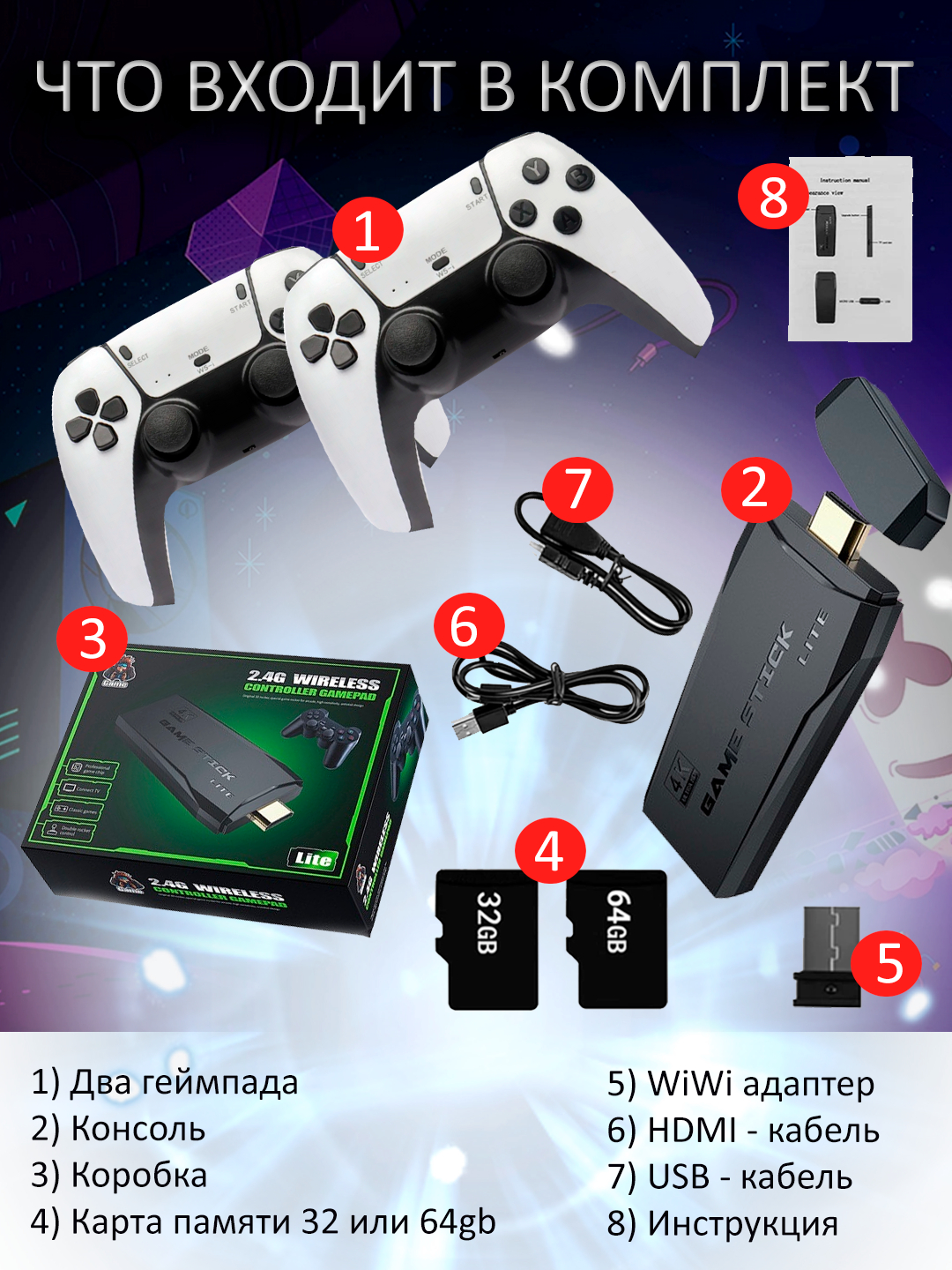 Игровая приставка Game Stick Lite 64/32 GB, с 10 227 встроенными играми за  1748 ₽ купить в интернет-магазине ПСБ Маркет от Промсвязьбанка