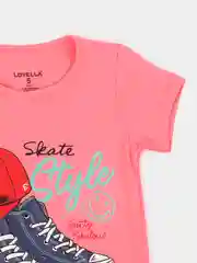 Розовый комплект детский трикотажный для девочки футболка + бриджи LOVELLA 23003