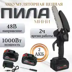 Пила цепная аккумуляторная, с 2 аккумуляторами