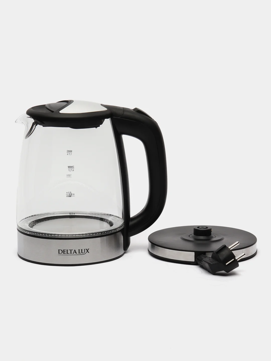 Черный чайник электрический Delta Lux DL-1204, объем 1 л