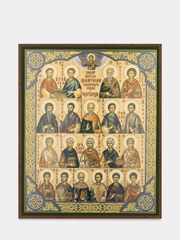 Икона освящённая Духовный Наставник "Собор Целителей" на МДФ 15х18