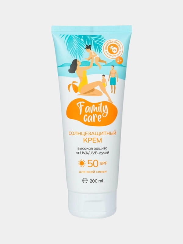 Солнцезащитный водостойкий крем для всей семьи "Family Care"  SPF 50, 200 мл
