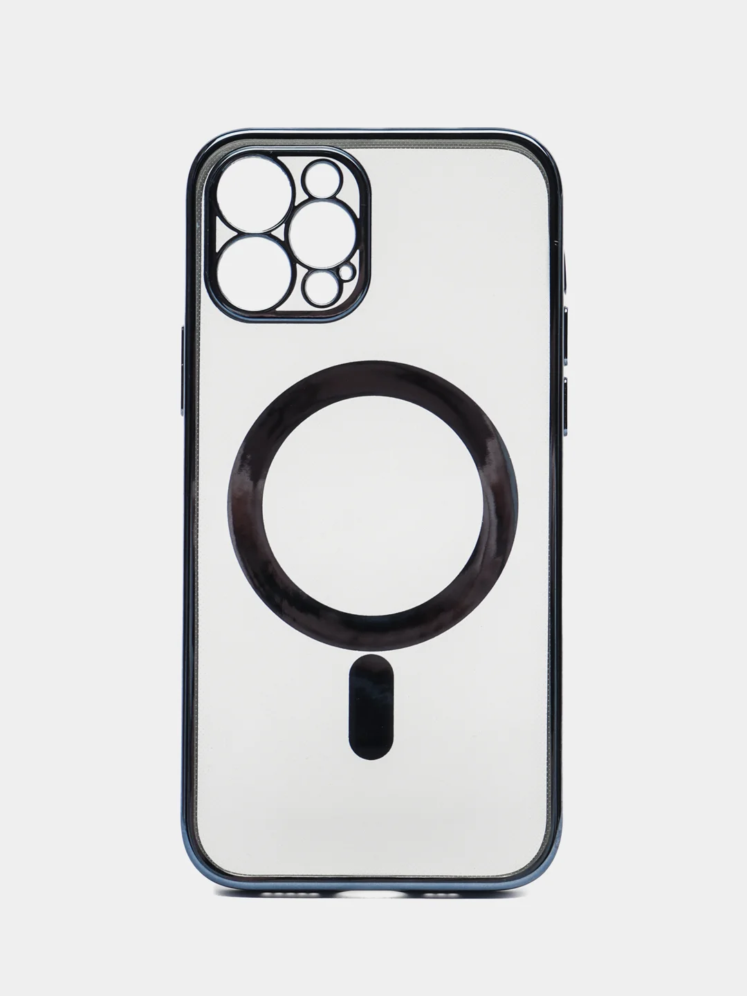 Синий чехол для IPhone 12 Pro, 12 Pro Max силиконовый с Mag Safe и цветной окантовкой