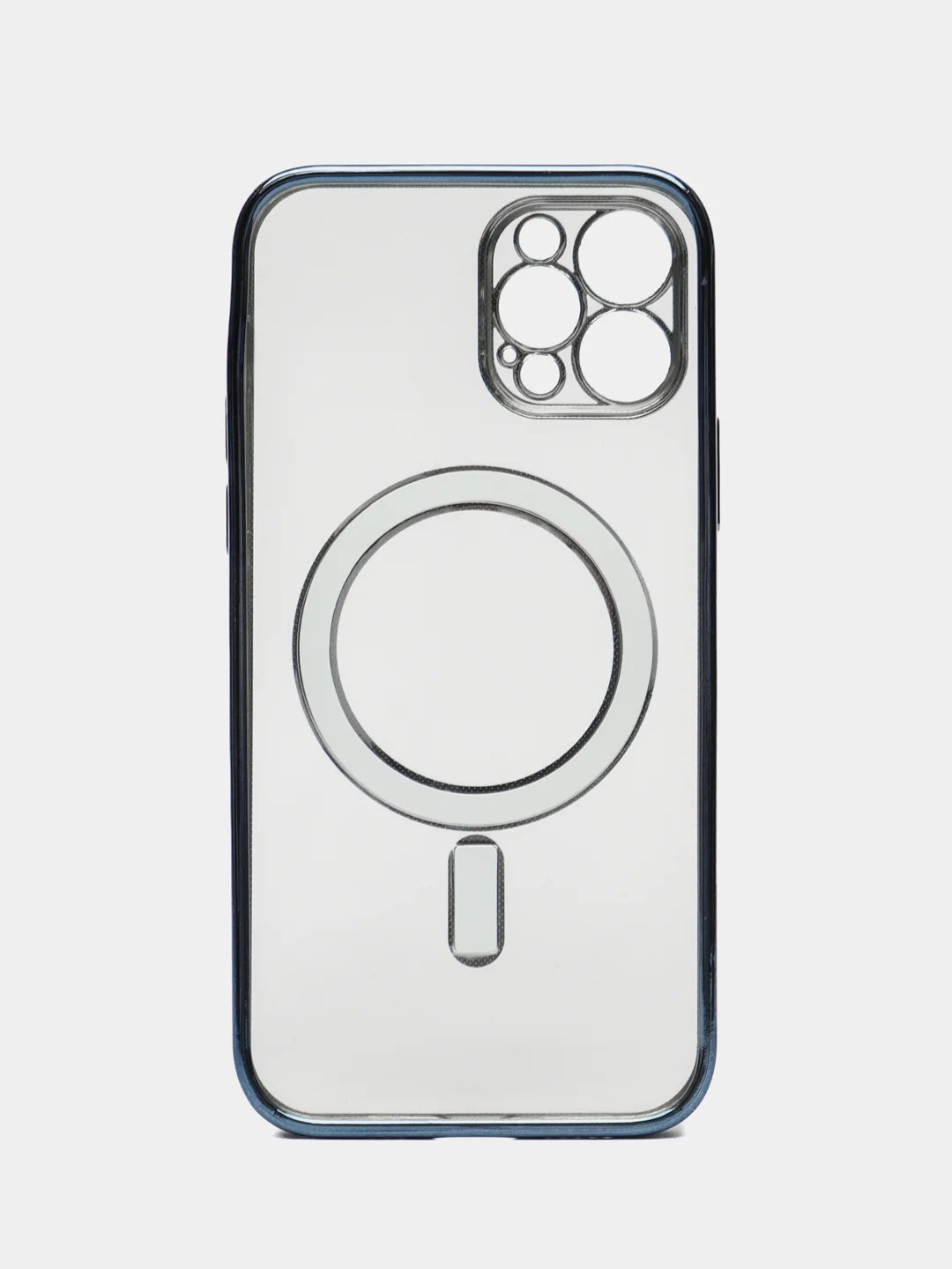 Синий чехол для IPhone 12 Pro, 12 Pro Max силиконовый с Mag Safe и цветной окантовкой