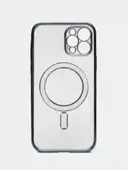 Синий чехол для IPhone 12 Pro, 12 Pro Max силиконовый с Mag Safe и цветной окантовкой