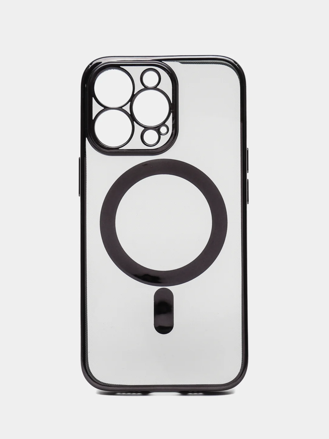 Черный чехол для IPhone 13 Pro силиконовый с Mag Safe и цветной окантовкой