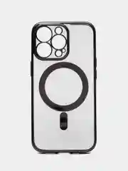 Черный чехол для IPhone 13 Pro силиконовый с Mag Safe и цветной окантовкой