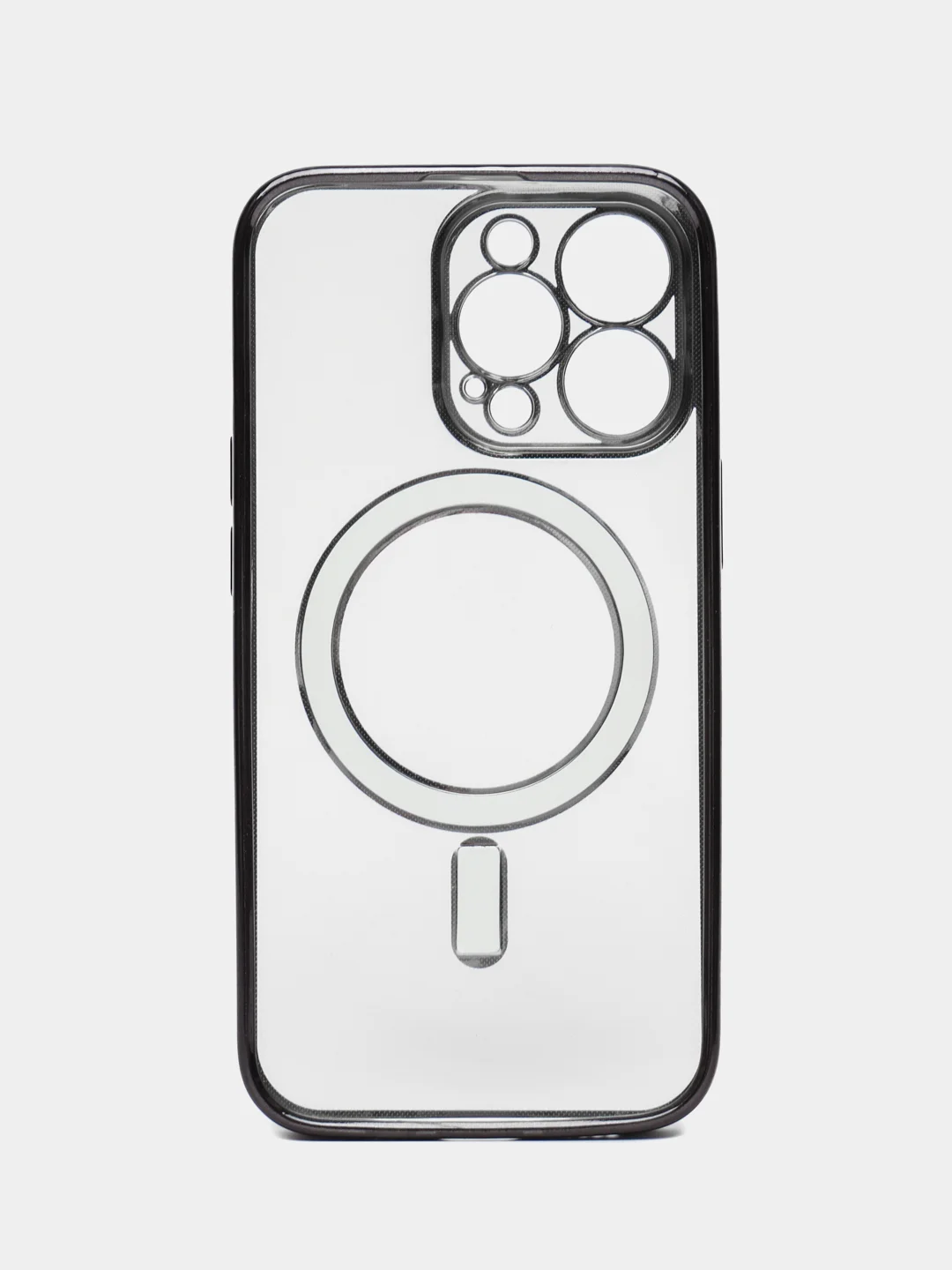 Черный чехол для IPhone 13 Pro силиконовый с Mag Safe и цветной окантовкой