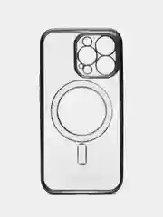 Черный чехол для IPhone 13 Pro силиконовый с Mag Safe и цветной окантовкой