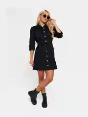Платье женское, рубашка, джинсовое, casual, черное