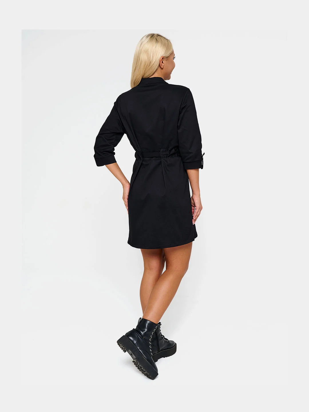 Платье женское, рубашка, джинсовое, casual, черное