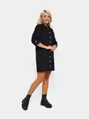 Платье женское, рубашка, джинсовое, casual, черное