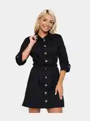 Платье женское, рубашка, джинсовое, casual, черное