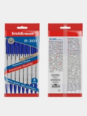 Ручка шариковая ErichKrause R-301 Stick Original, 0.7 мм, синий, 8 штук