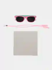 Розовый очки солнцезащитные детские  UV400 с гибкими душками в комплекте с чехлом и шнурком