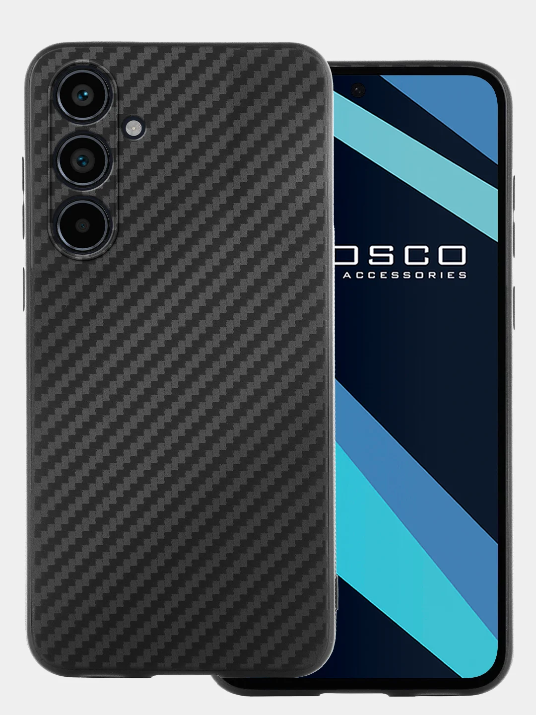 Черный ребристый чехол для Samsung Galaxy A55 5G, A35 5G силиконовый ROSCO с текстурой карбон