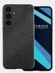 Черный ребристый чехол для Samsung Galaxy A55 5G, A35 5G силиконовый ROSCO с текстурой карбон