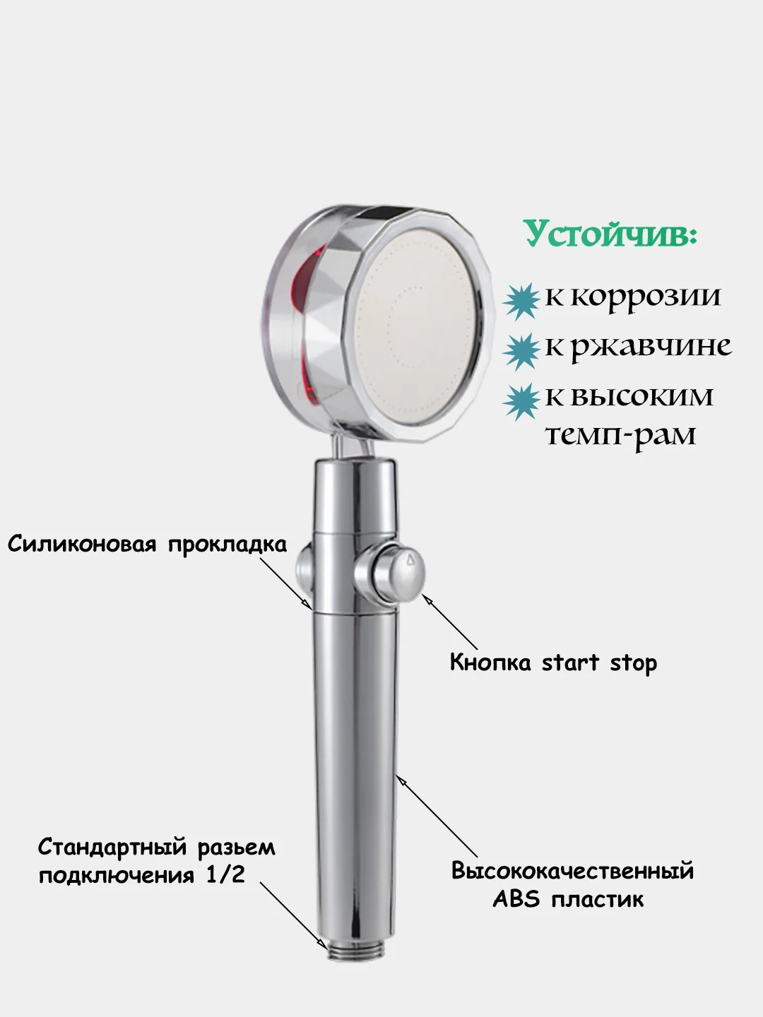 Голубой лейка для душа с фильтром, вентилятором 360 / лейка душевая для смесителя